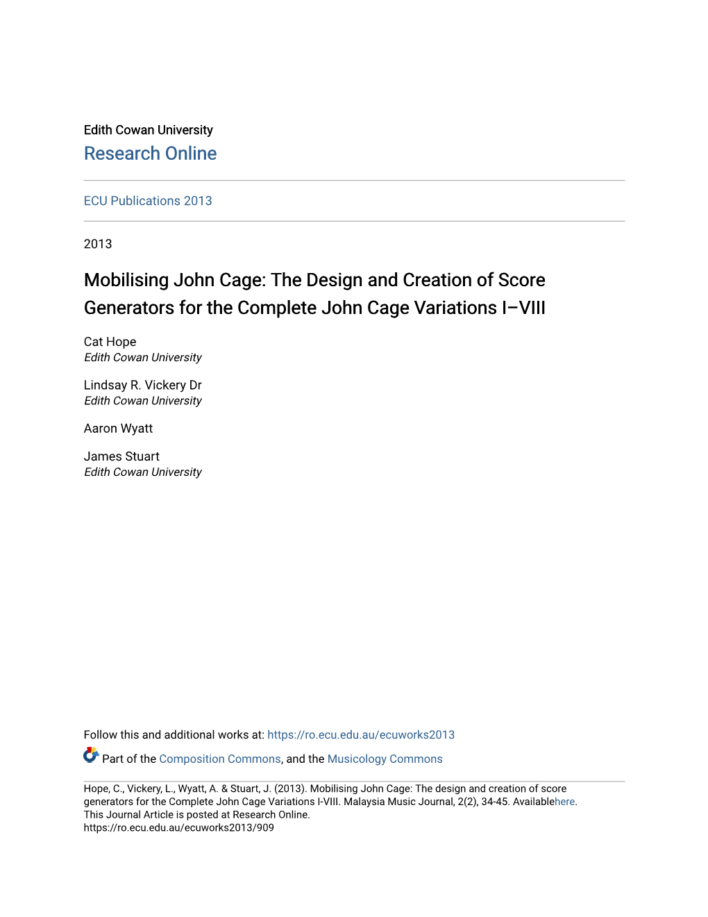 Mobilising John Cage: the Design and Creation of Score Generators for the Complete John Cage Variations I–VIII