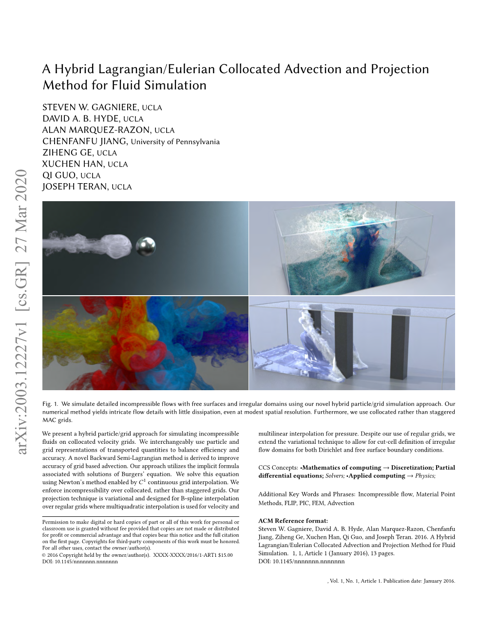 A Hybrid Lagrangian/Eulerian Collocated Advection and Projection Method for Fluid Simulation