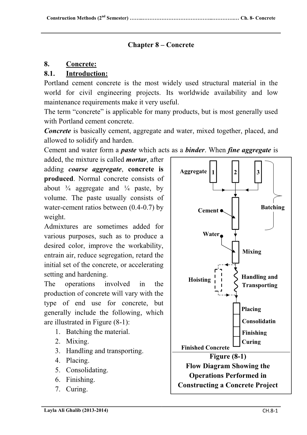 Chapter 8 – Concrete 8. Concrete: 8.1. Introduction: Portland Cement Concrete Is the Most Widely Used Structural Material In