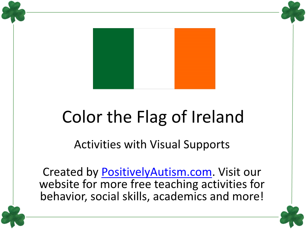 Color the Flag of Ireland Activities with Visual Supports