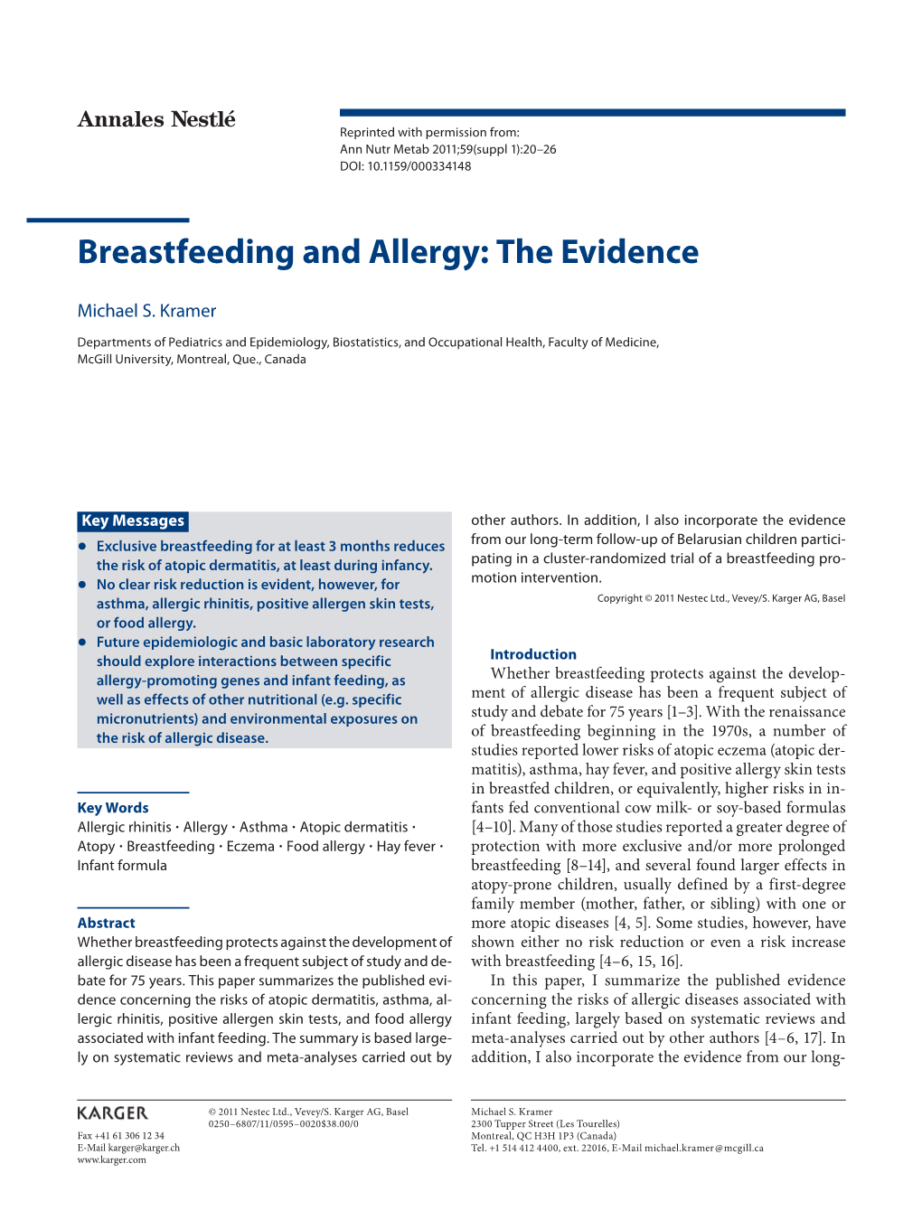 Breastfeeding and Allergy: the Evidence