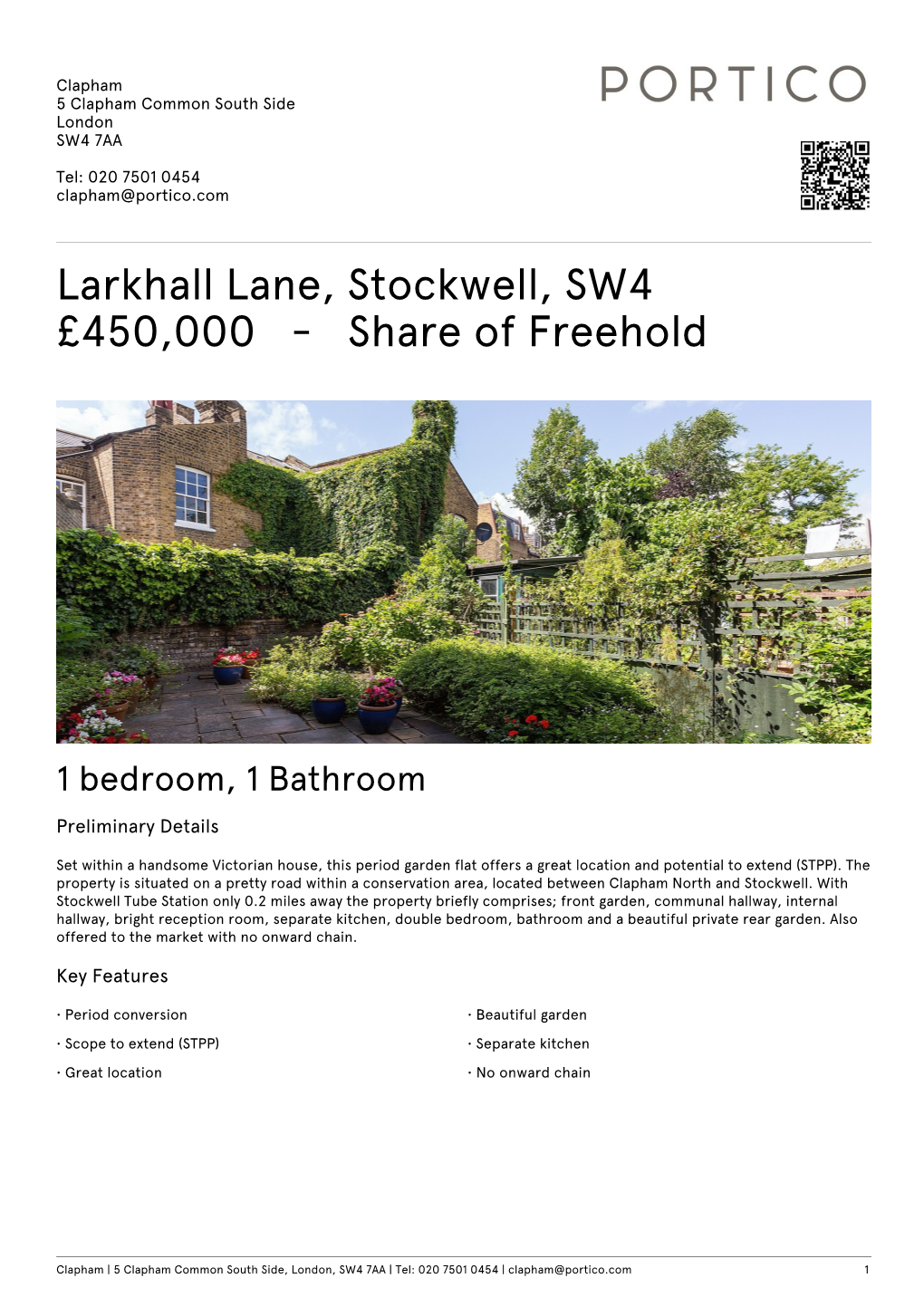 Larkhall Lane, Stockwell, SW4 £450000