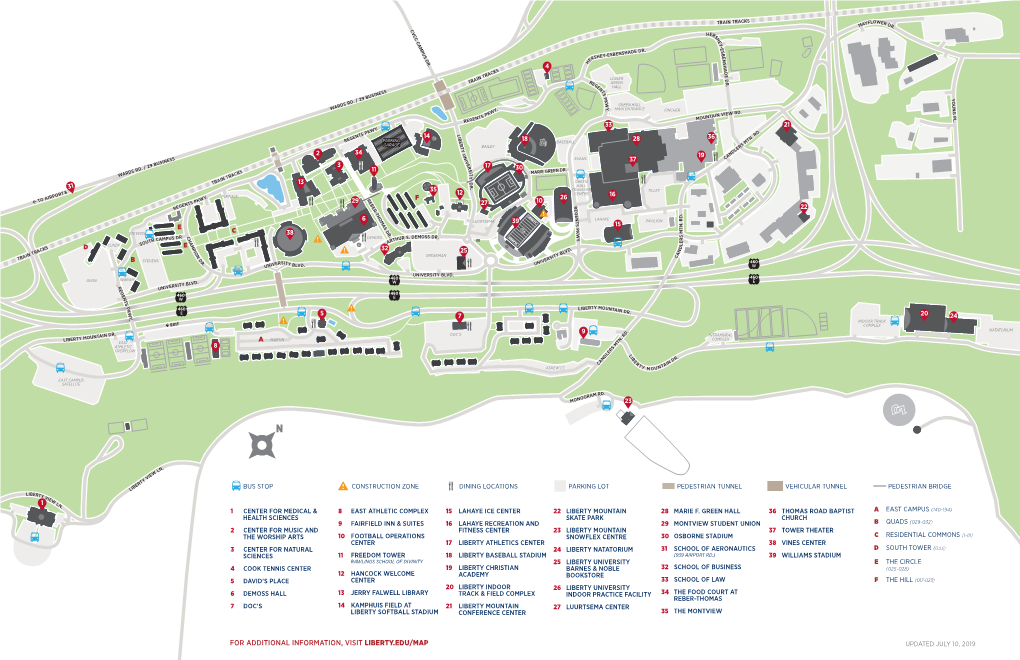 For Additional Information, Visit Liberty.Edu/Map Updated July 10, 2019