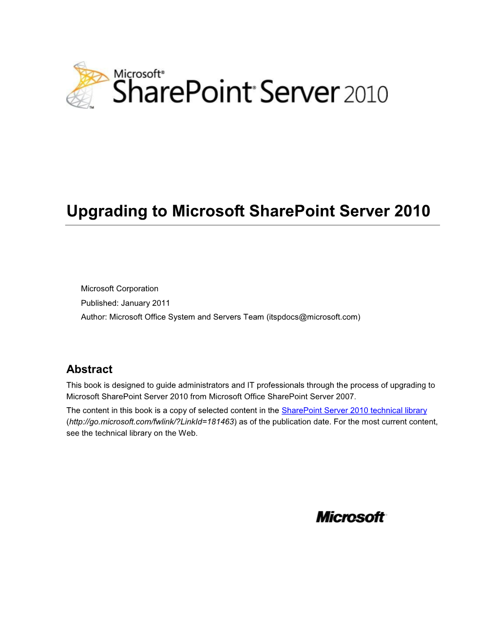 Upgrading to Microsoft Sharepoint Server 2010