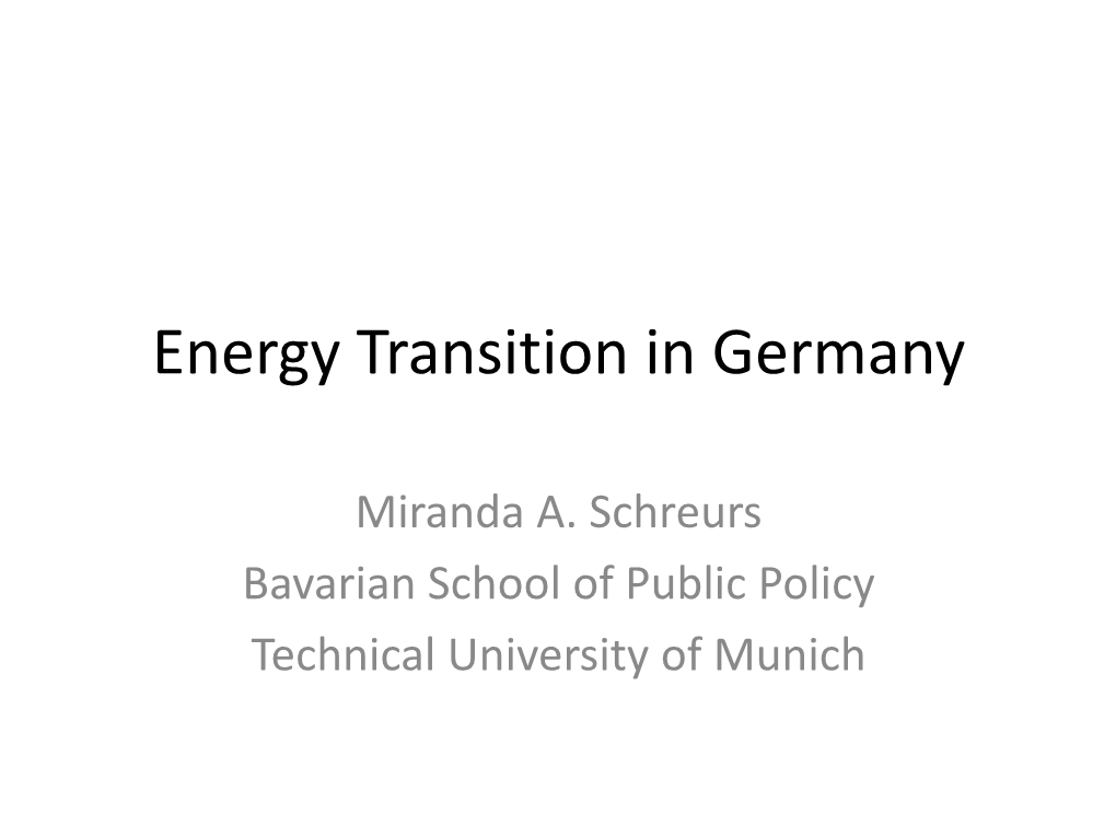 Energy Transition in Germany