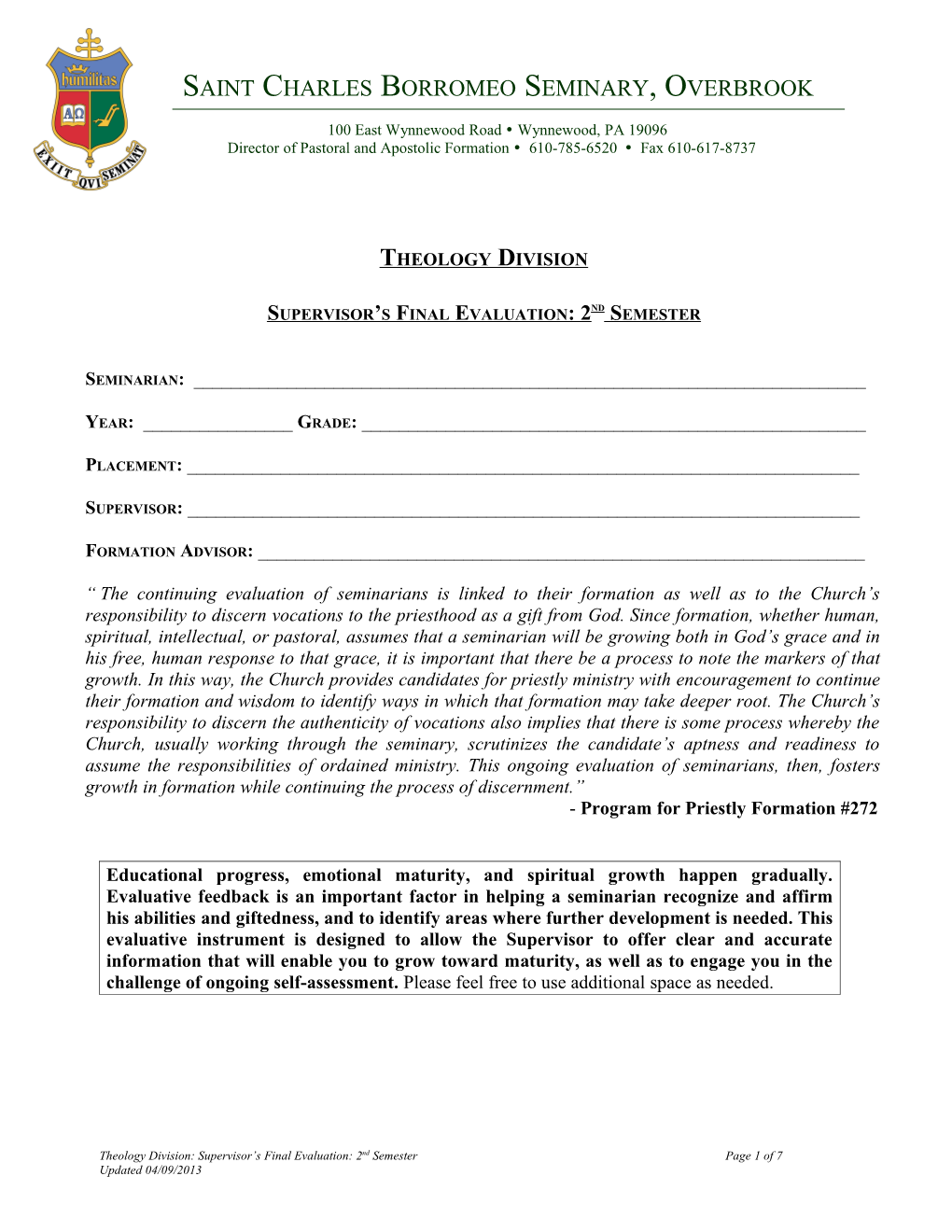 Meaning and Method of Apostolic Formation Log Book