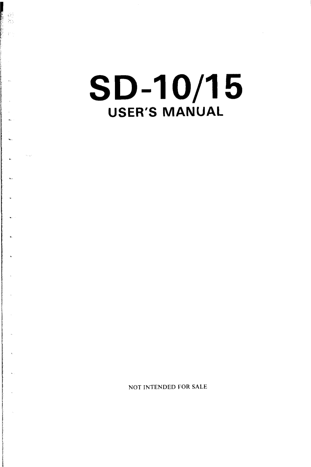 Sd-10/15 User's Manual