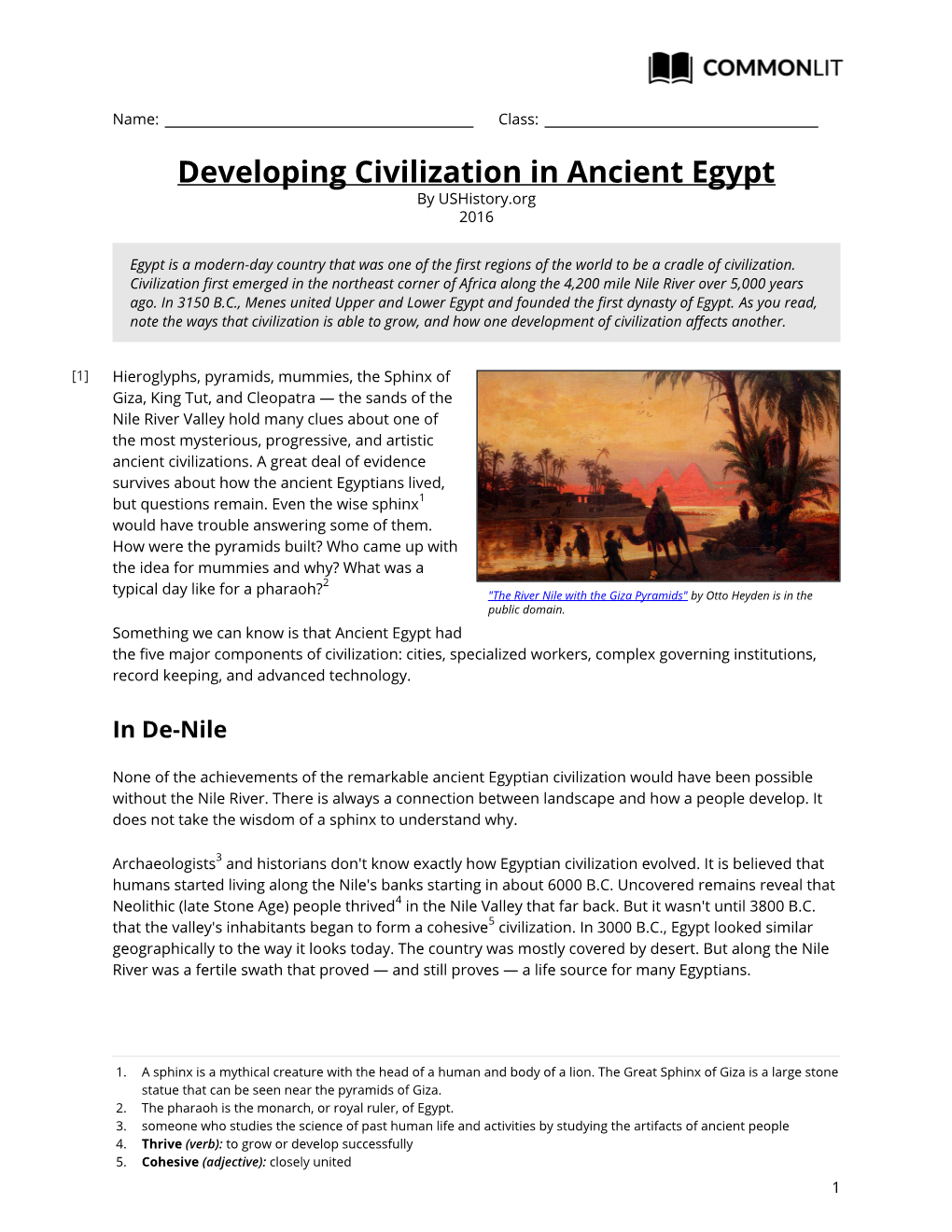 Developing Civilization in Ancient Egypt by Ushistory.Org 2016