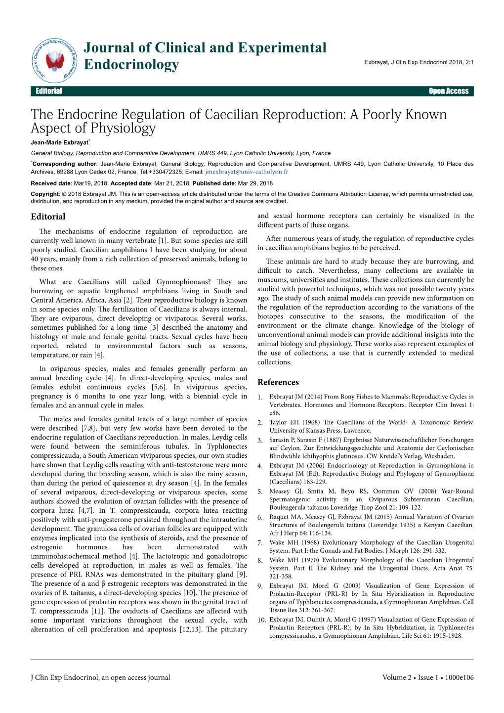 The Endocrine Regulation of Caecilian