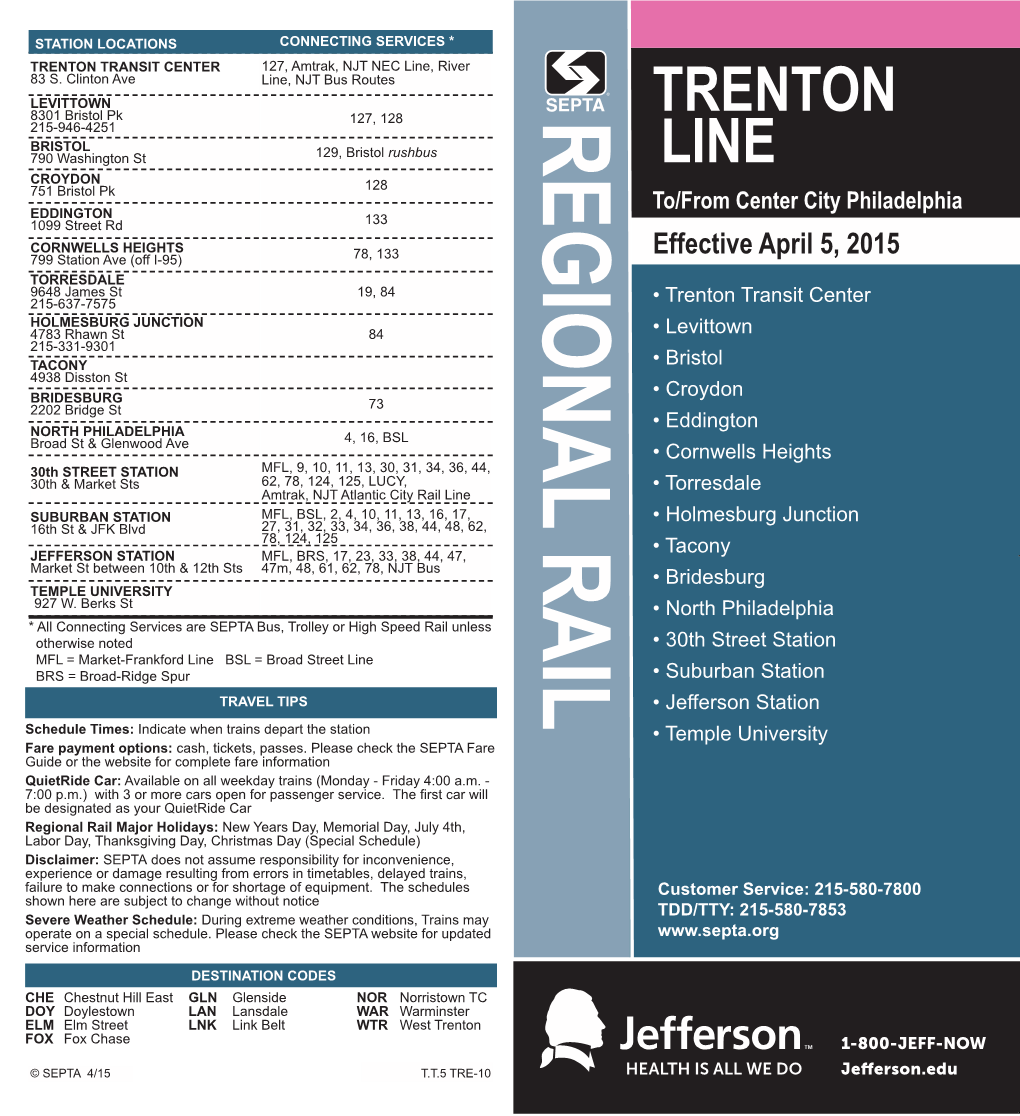 Trenton Line Public Timetable Layout 1 2/26/2015 1:55 PM Page 1