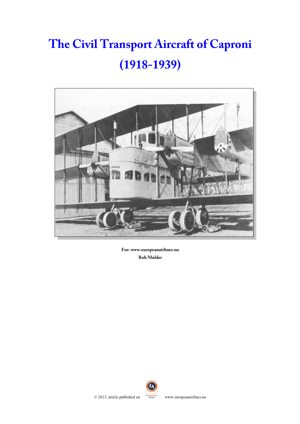 The Civil Aircraft of Caproni