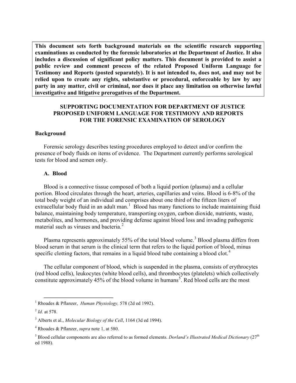 This Document Sets Forth Background Materials on the Scientific Research Supporting Examinations As Conducted by the Forensic La