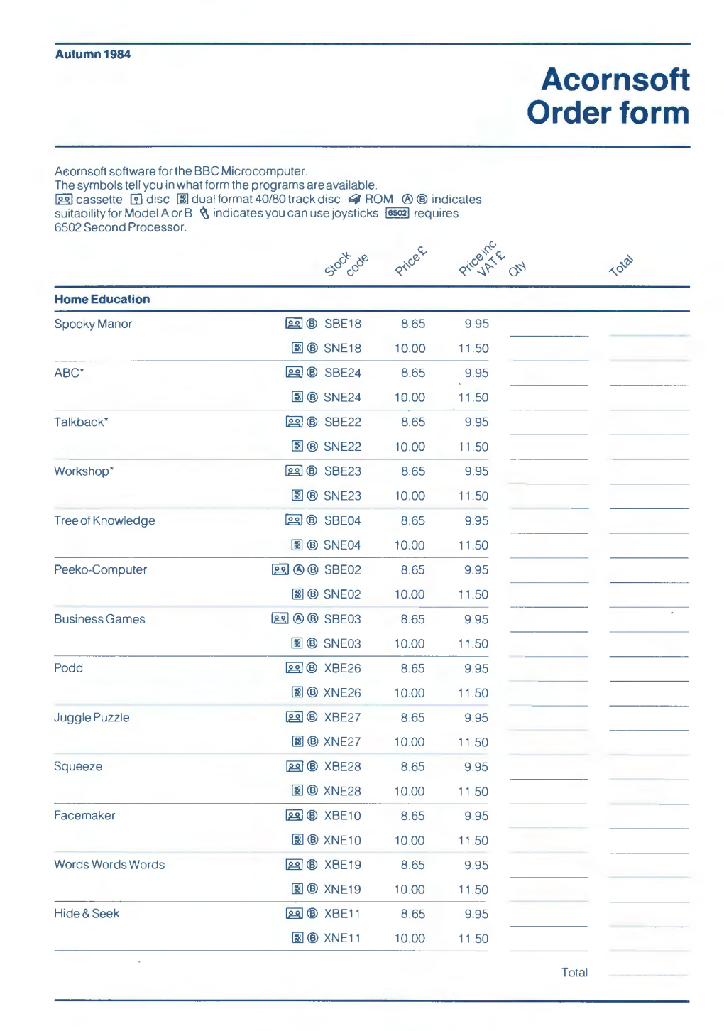 Acorn Soft Order Form