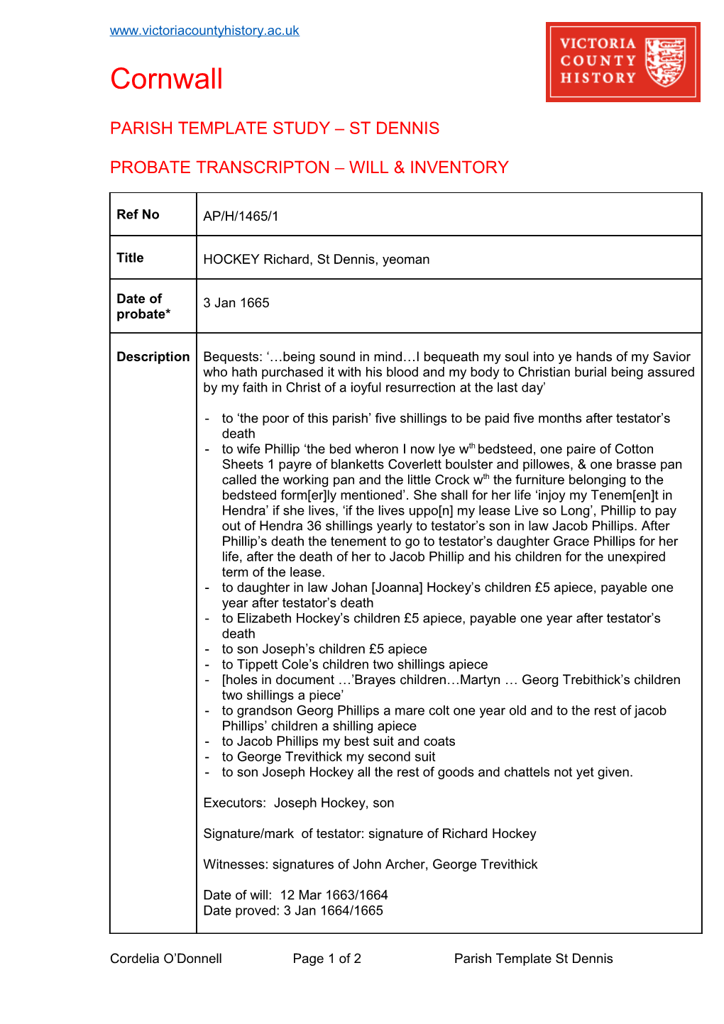 Parish Template Study St Dennis s1