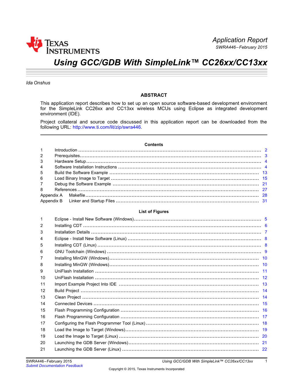 Using GCC/GDB with Simplelink™ Cc26xx/Cc13xx