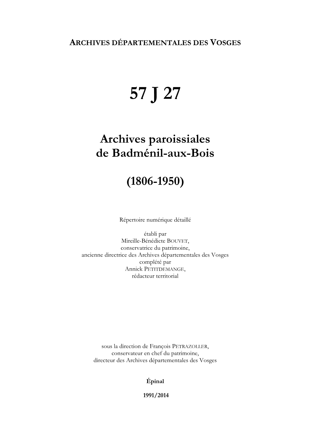 Archives De La Paroisse De Badménil-Aux-Bois.Pdf