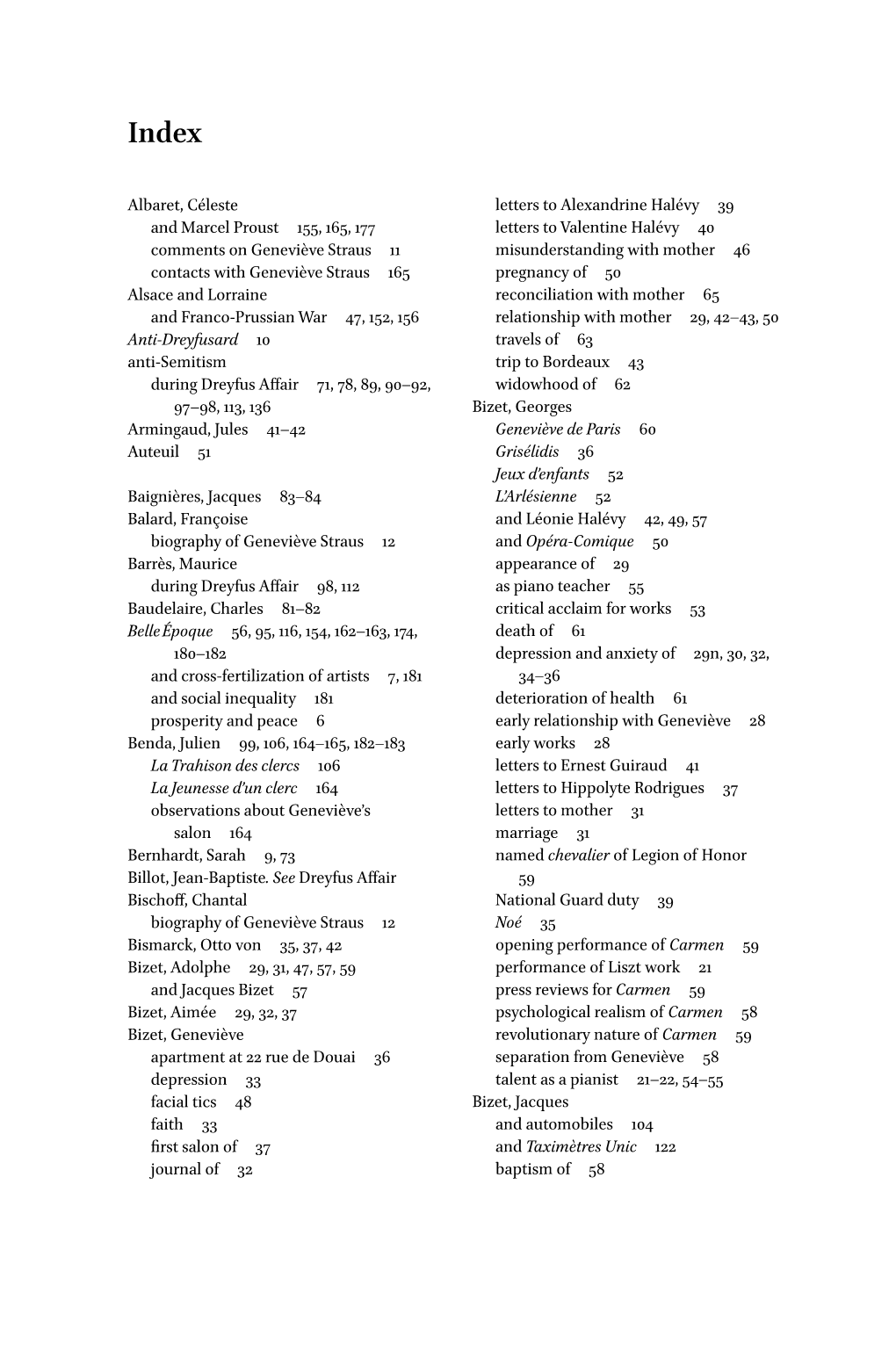 Albaret, Céleste and Marcel Proust 155, 165, 177 Comments On