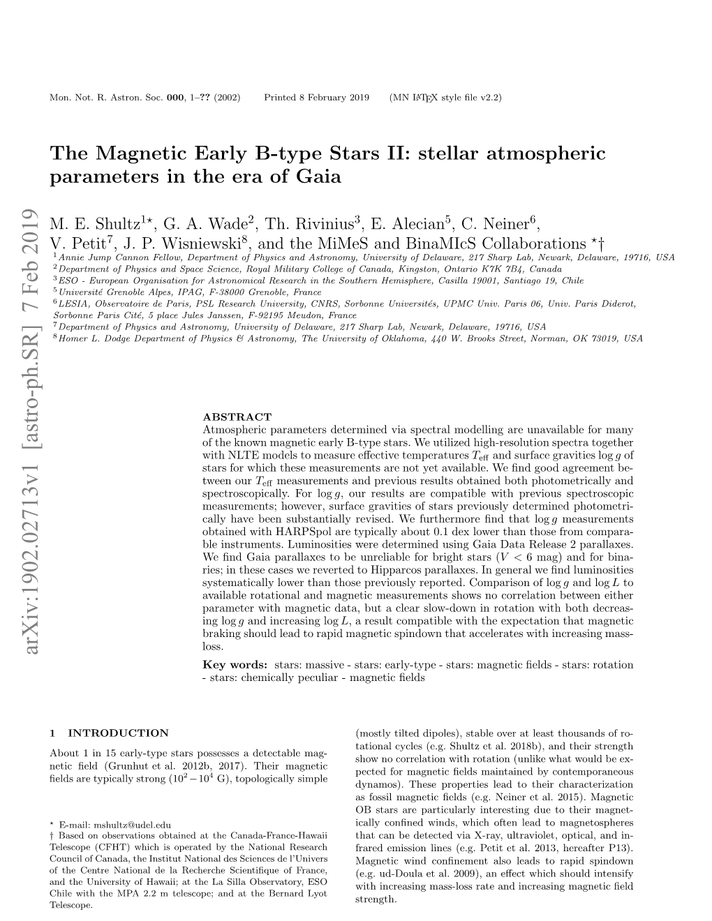 The Magnetic Early B-Type Stars II: Stellar Atmospheric