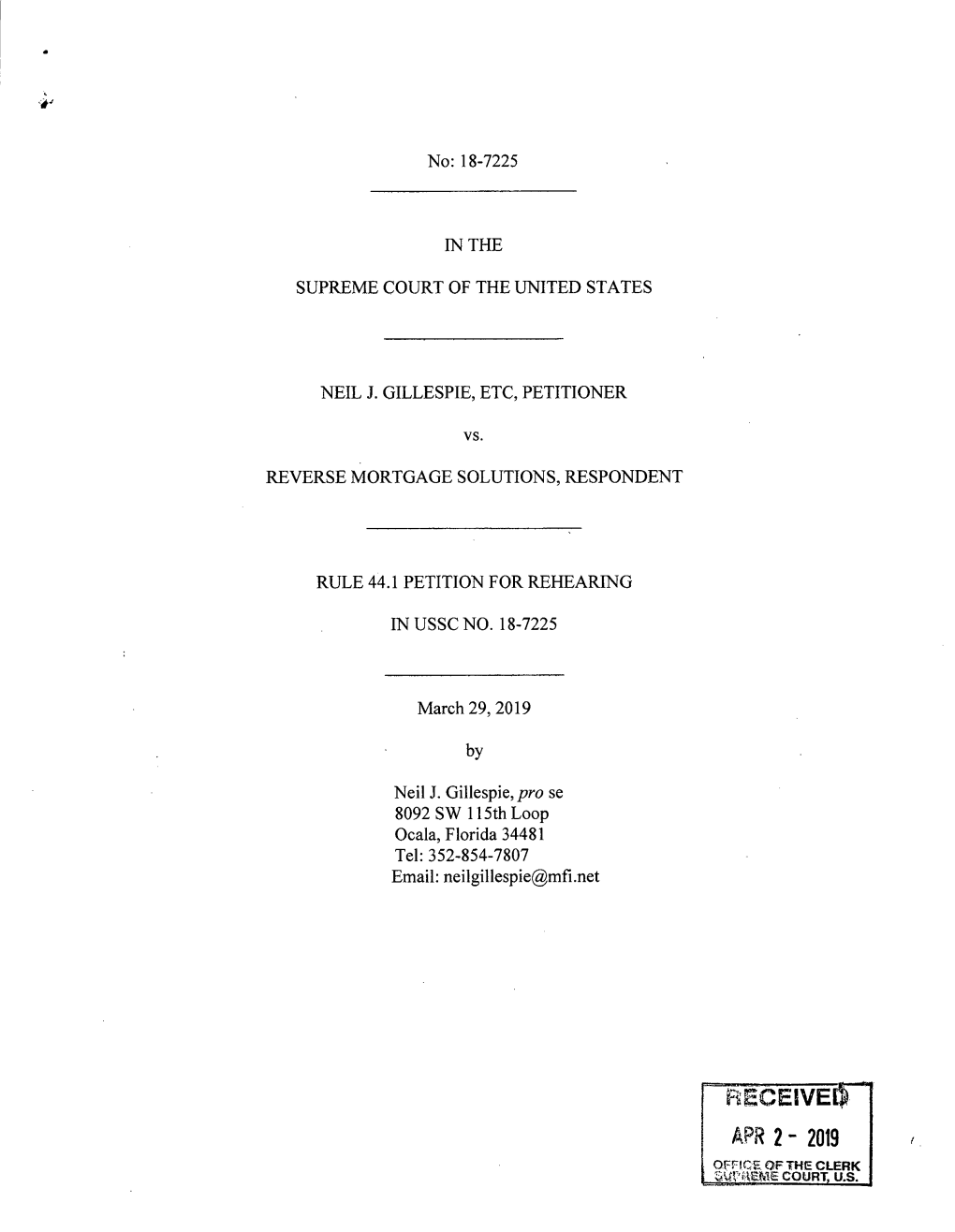 Documents Showing Penelope Gillespie Is Still Alive, Including Its Notice of Foreclosure, And