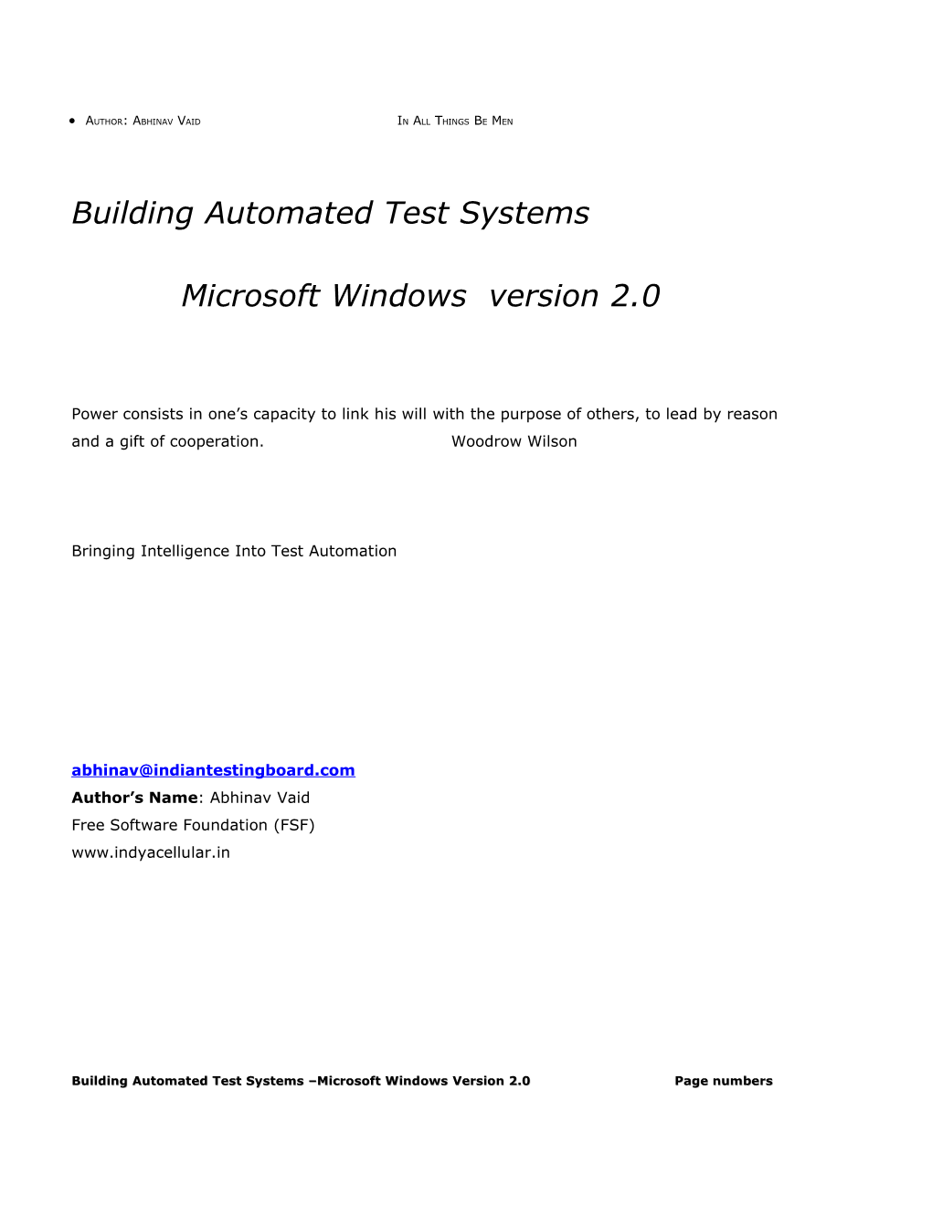 Building Automated Test Systems Microsoft Windows Version