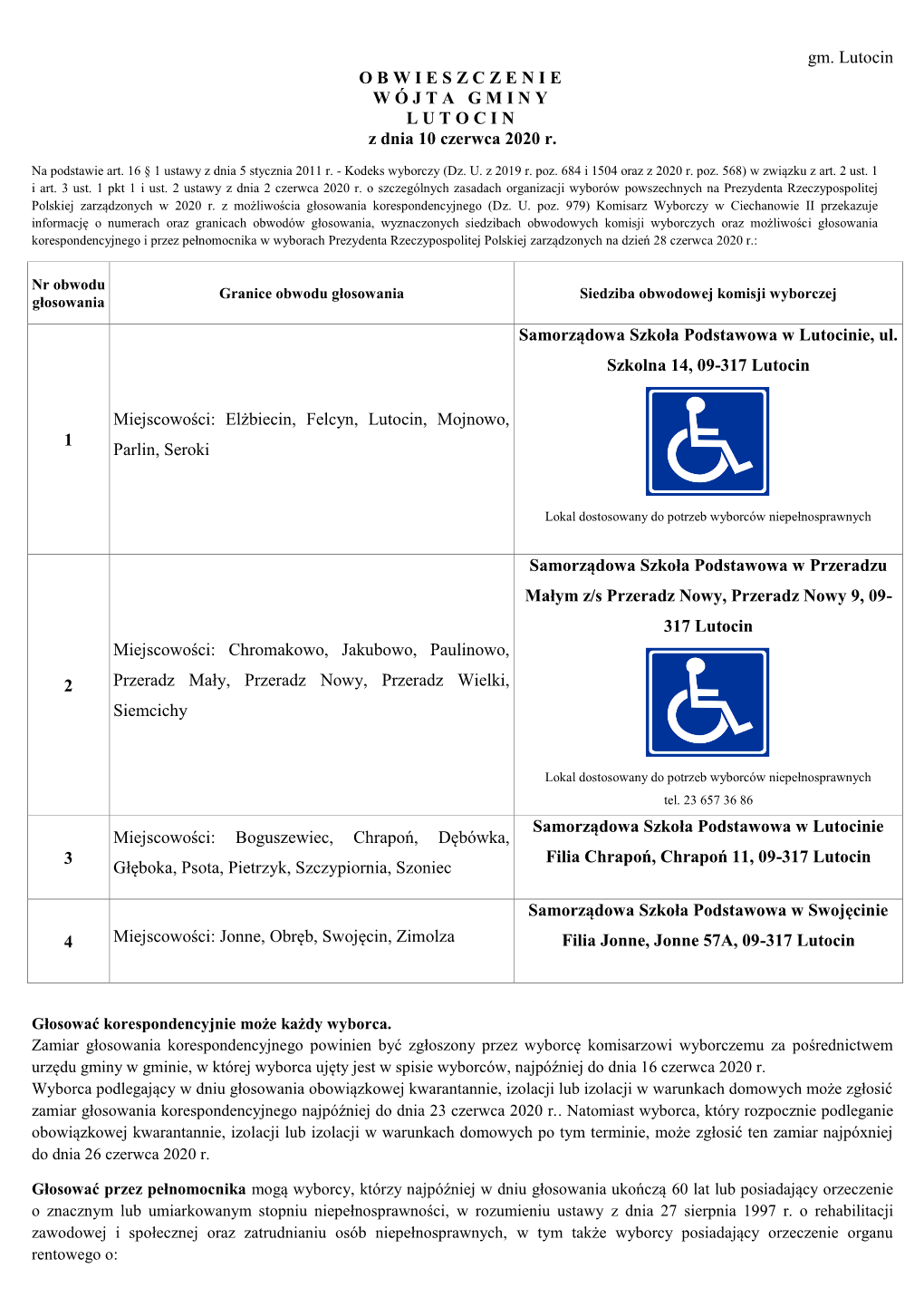 Elżbiecin, Felcyn, Lutocin, Mojnowo, 1 Parlin, Seroki