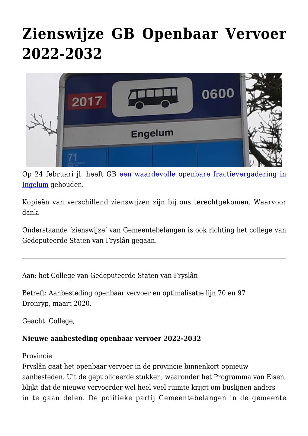 Zienswijze GB Openbaar Vervoer 2022-2032