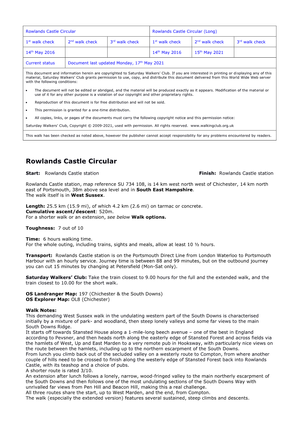 Rowlands Castle Circular Rowlands Castle Circular (Long)