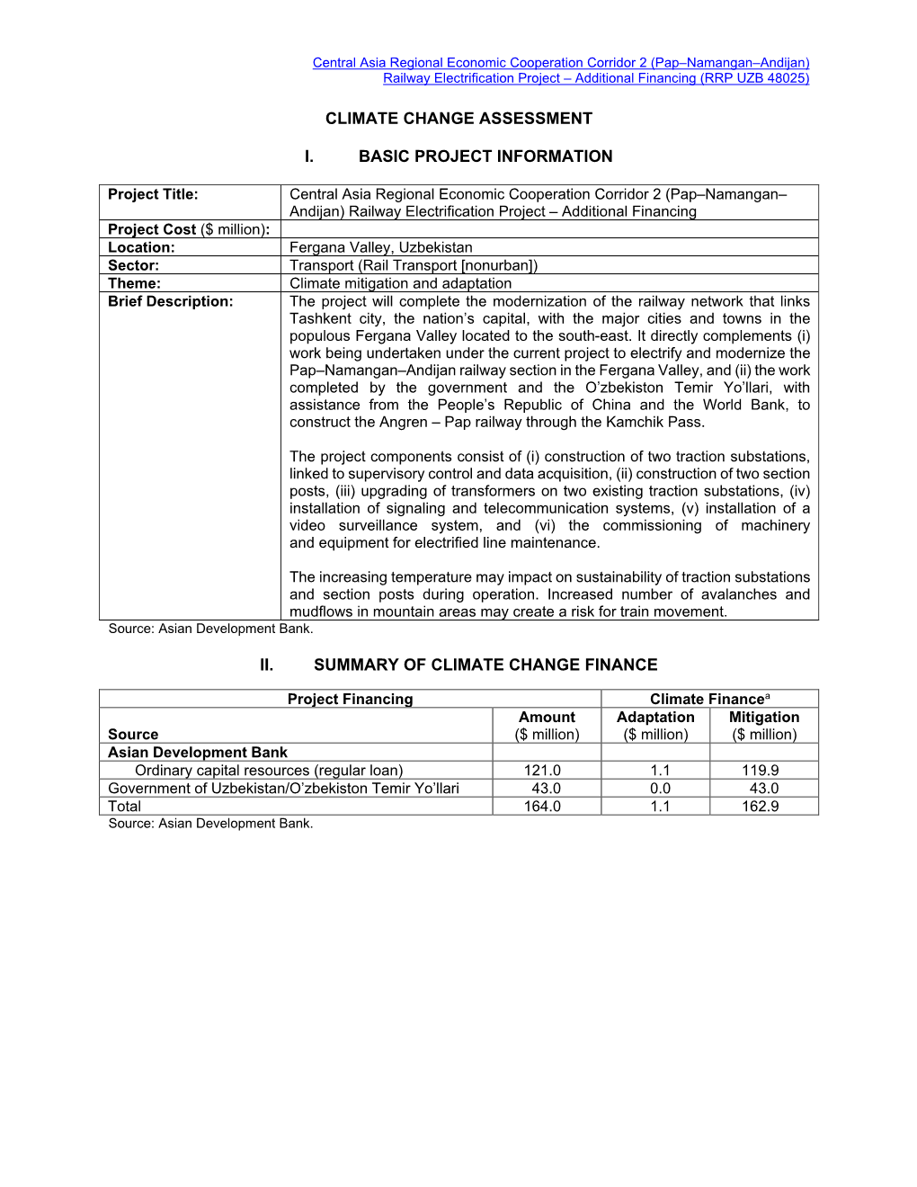 (Pap-Namangan-Andijan) Railway Electrification Project