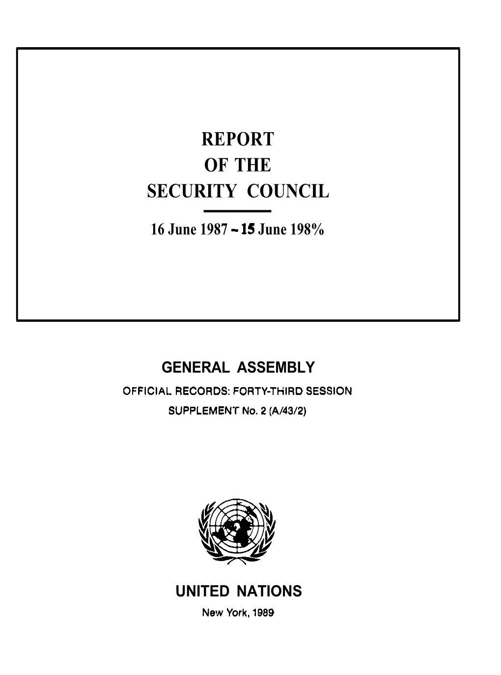 Report of the Security Council