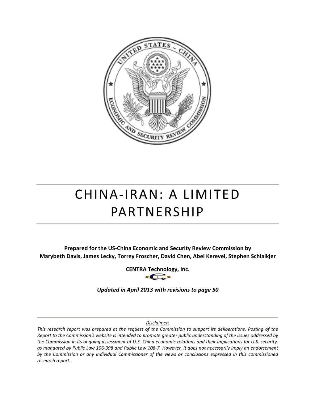 China-Iran: a Limited Partnership