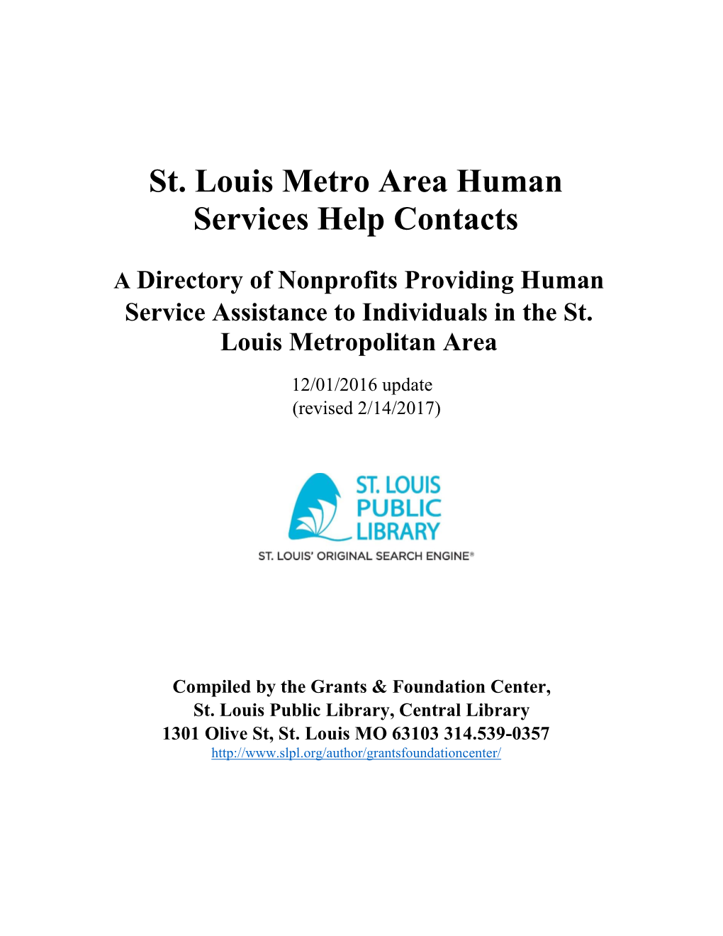 STL Metro Area Human Services Help Contact Booklet