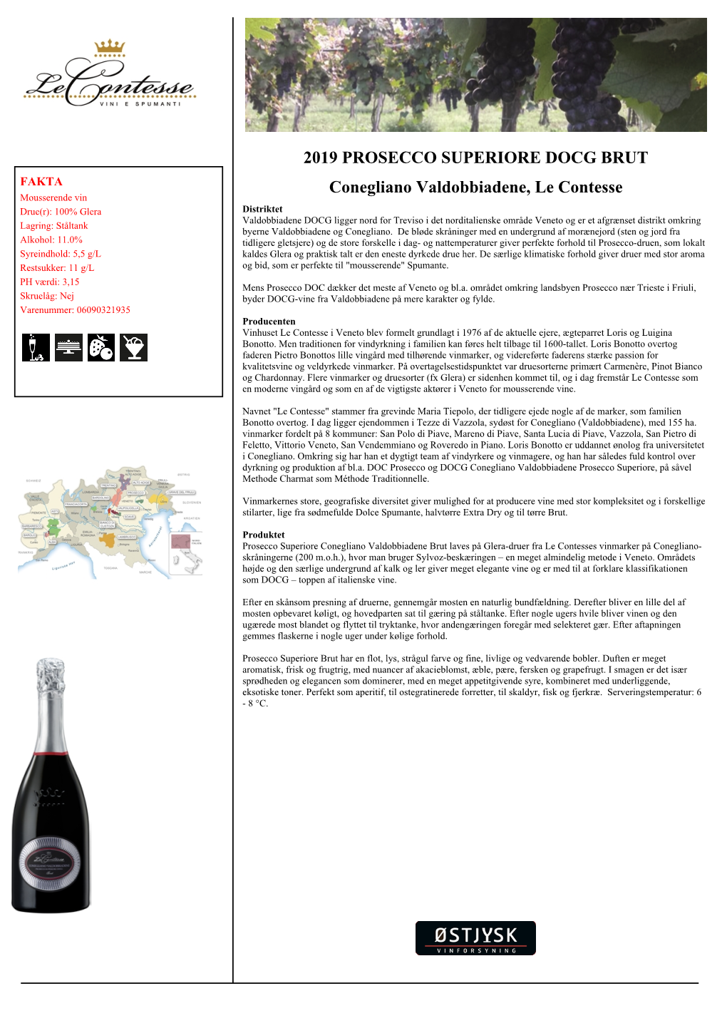 2019 PROSECCO SUPERIORE DOCG BRUT Conegliano