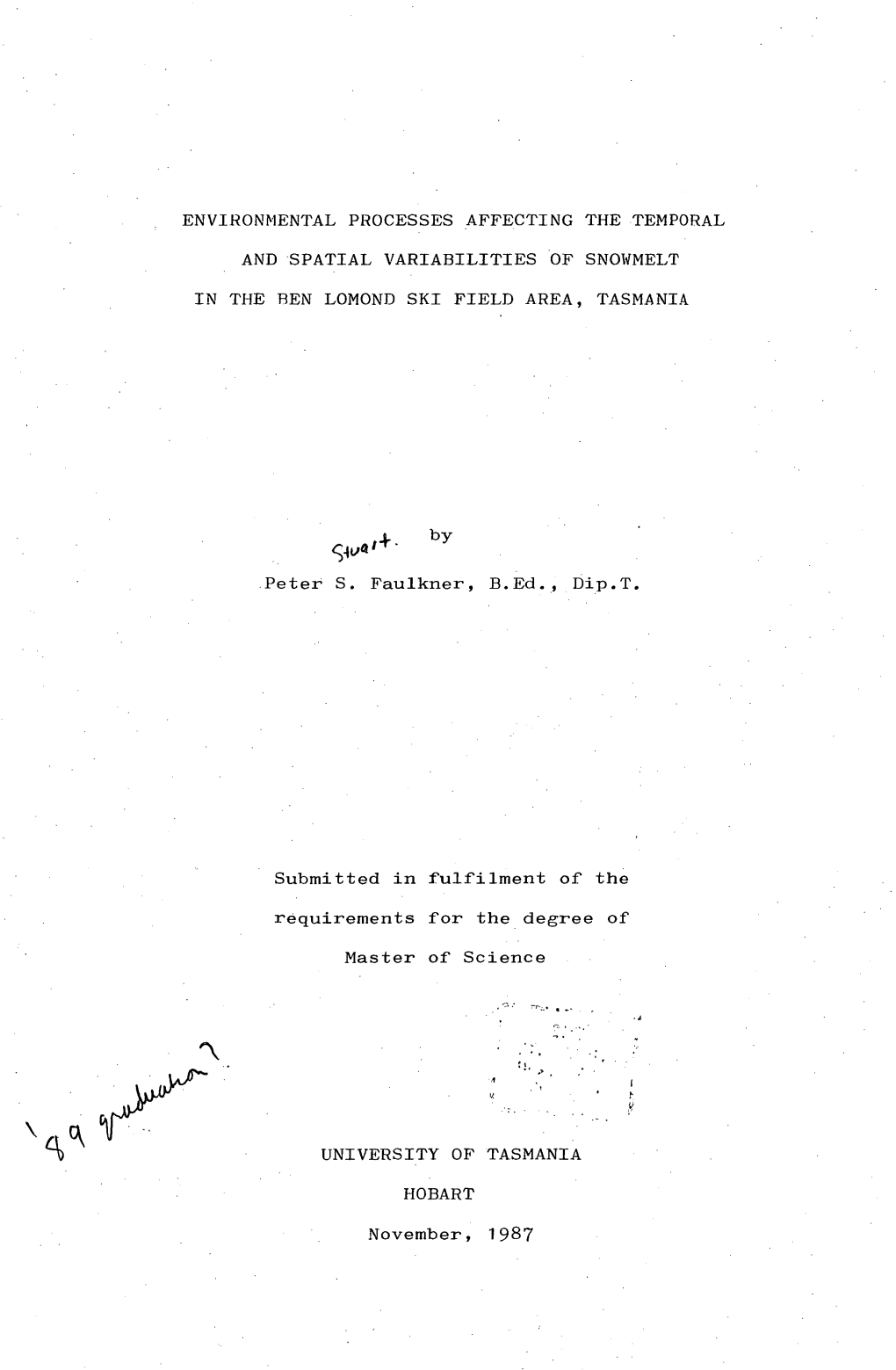 Environmental Processes Affecting the Temporal and Spatial Variabilities Of