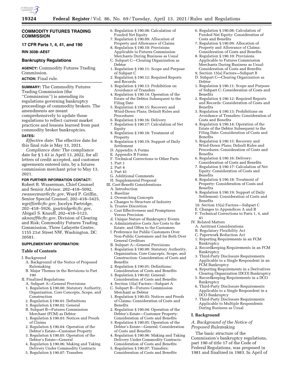 Federal Register/Vol. 86, No. 69/Tuesday, April 13, 2021/Rules and Regulations