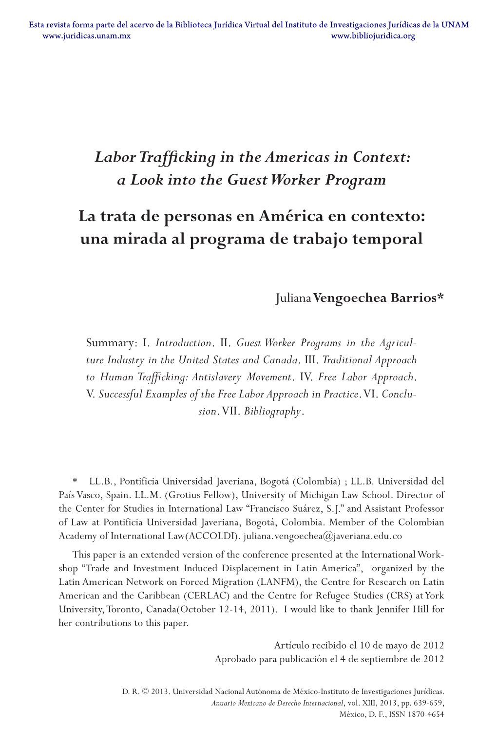 Labor Trafficking in the Americas in Context: a Look Into the Guest