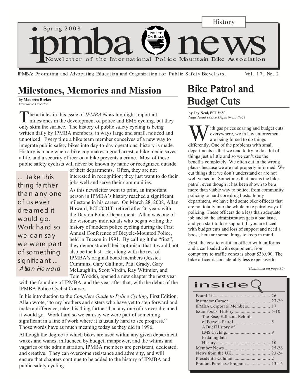 IPMBA News Vol. 17 No. 2 Spring 2008