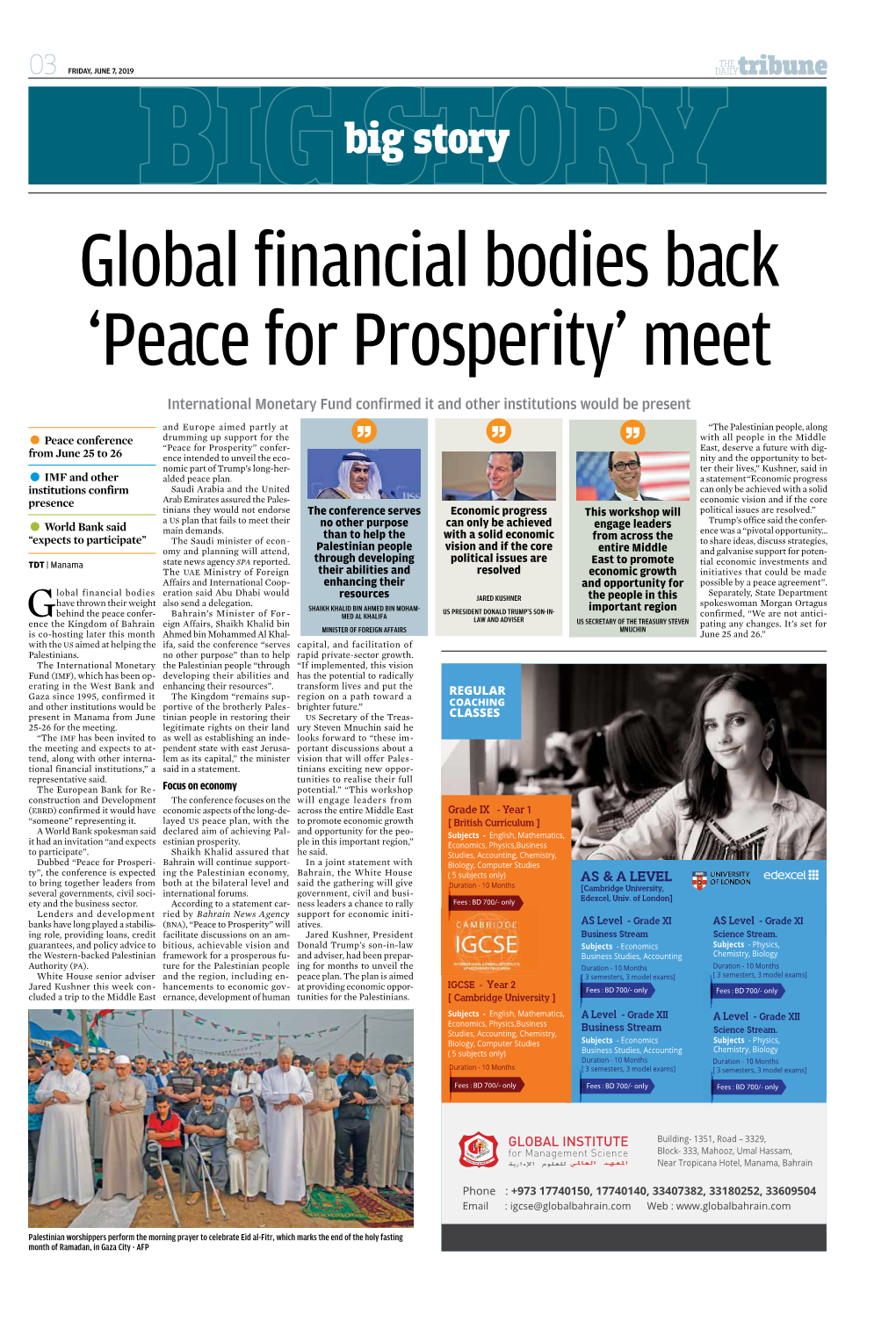 Big Story Global Financial Bodies Back ‘Peace for Prosperity’ Meet International Monetary Fund Confirmed It and Other Institutions Would Be Present
