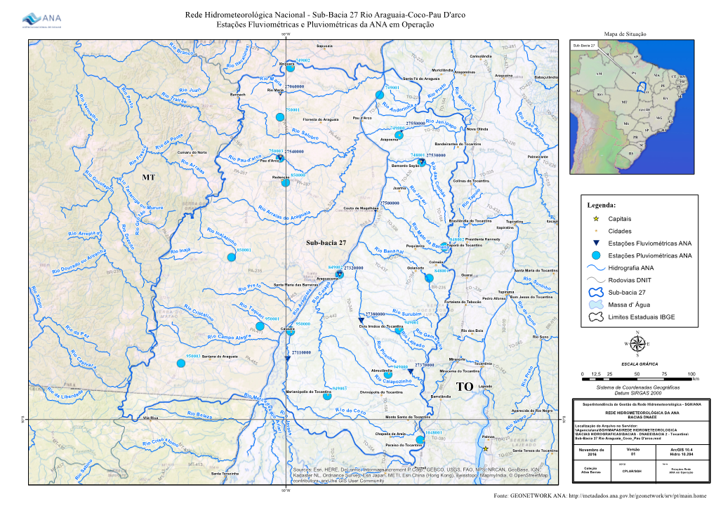 Sub-Bacia 27 Rio Araguaia-Coco-Pau D'arco Estações Fluviométricas E Pluviométricas Da AN