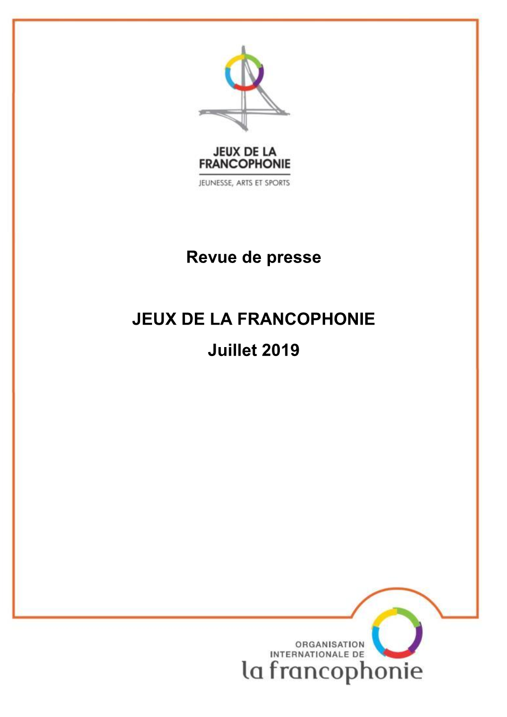 Revue De Presse JEUX DE LA FRANCOPHONIE Juillet 2019