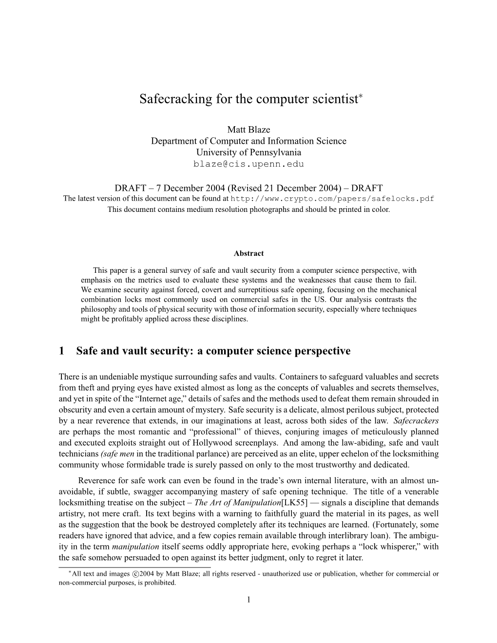 Safecracking for the Computer Scientist [Pdf]