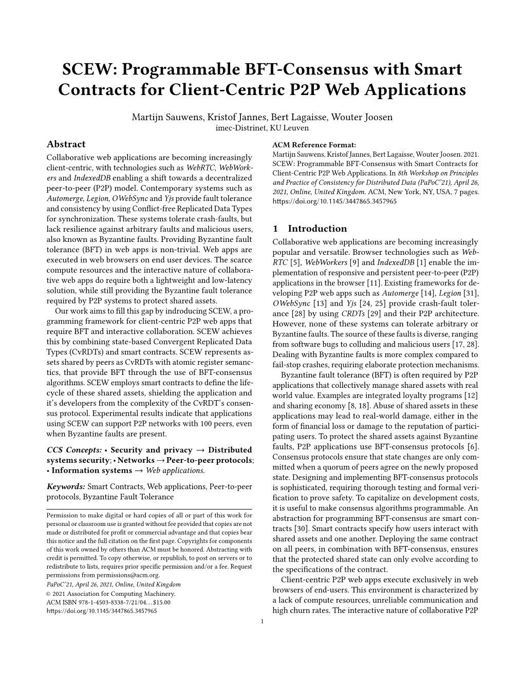 Programmable BFT-Consensus with Smart Contracts for Client-Centric P2P Web Applications