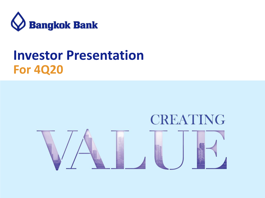 Investor Presentation for 4Q20 Bangkok Bank