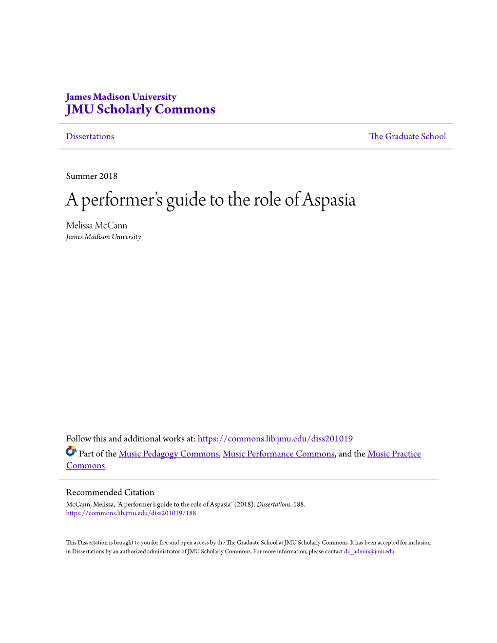 A Performer's Guide to the Role of Aspasia