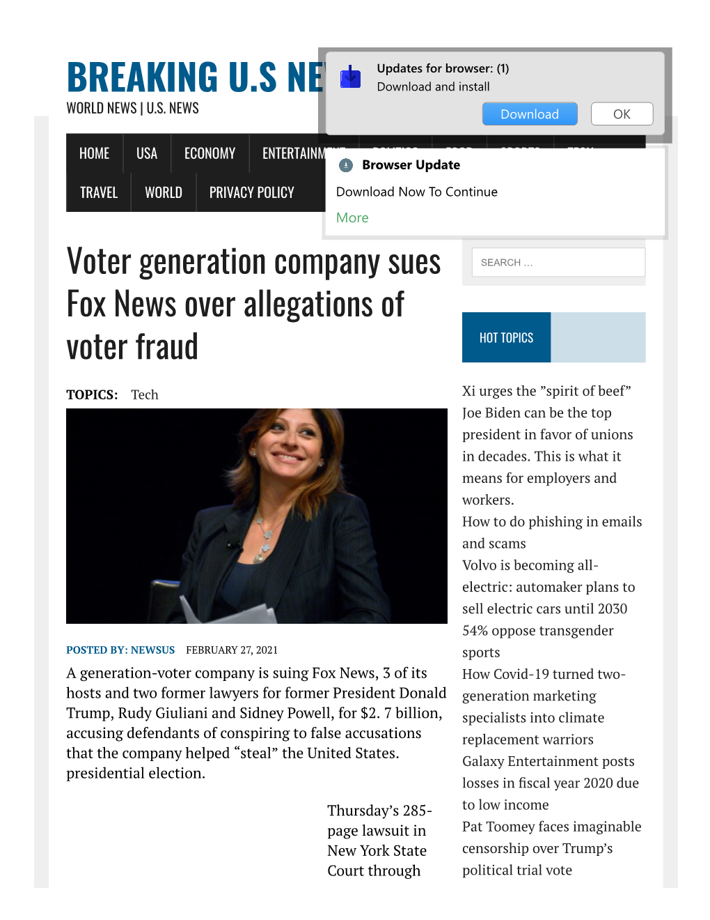 Voter Generation Company Sues Fox News Over Allegations of Voter Fraud"