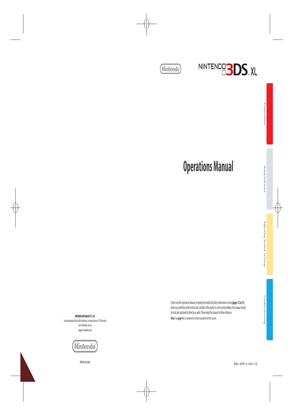 Nintendo 3DS XL Operations Manual X 1 HOME Button Displays the HOME Menu (Page 36)