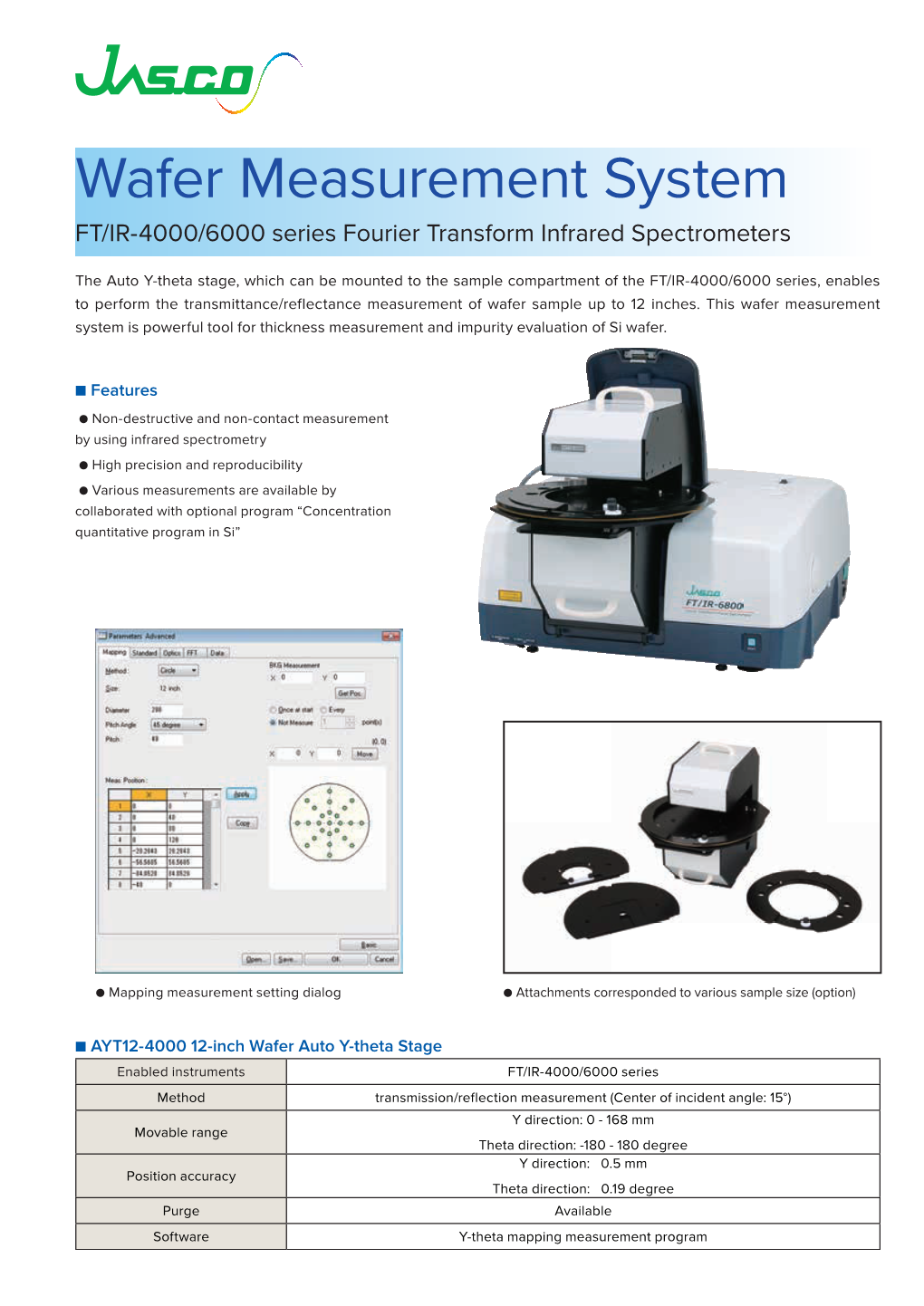 Wafer Measurement System FT/IR-4000/6000 Series Fourier Transform Infrared Spectrometers