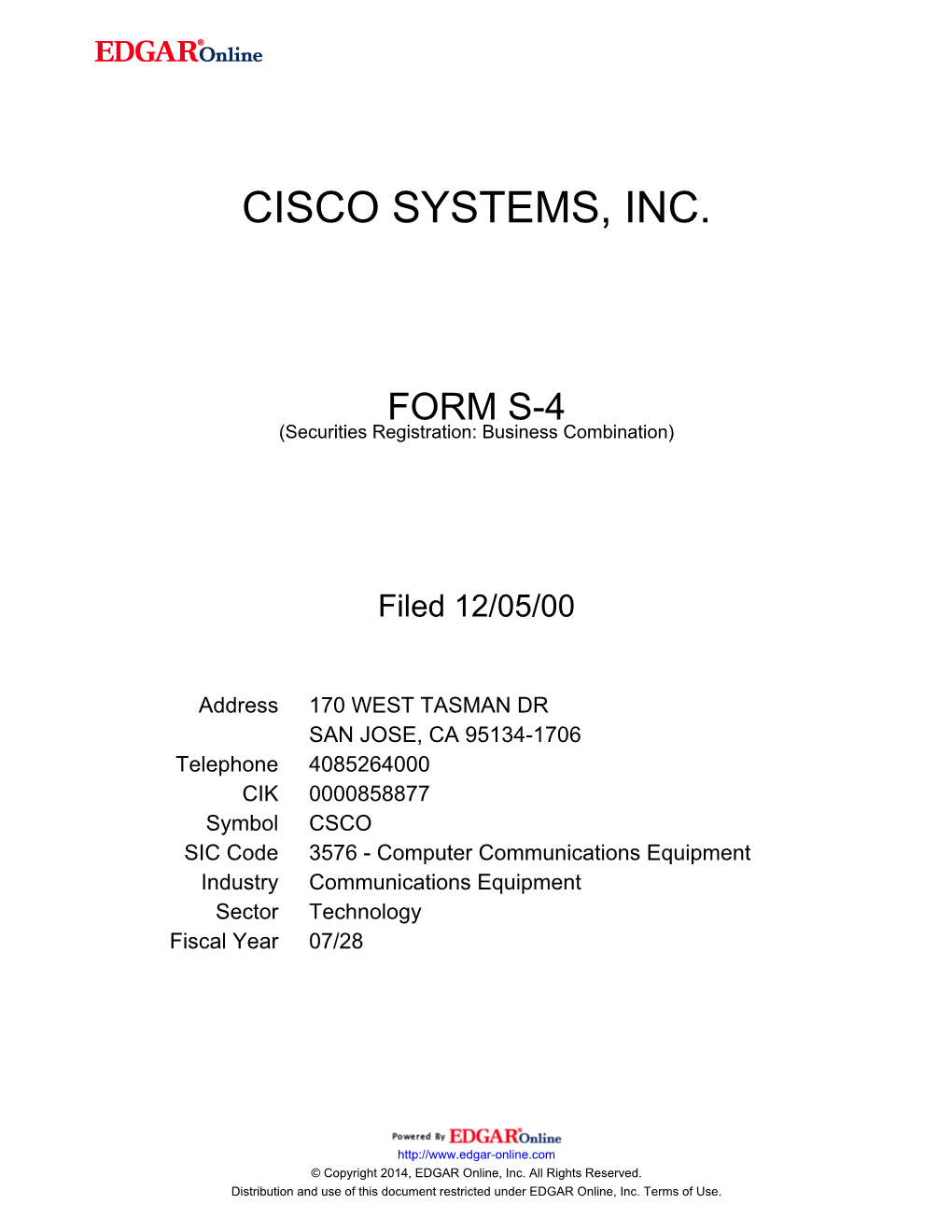 Cisco Systems, Inc