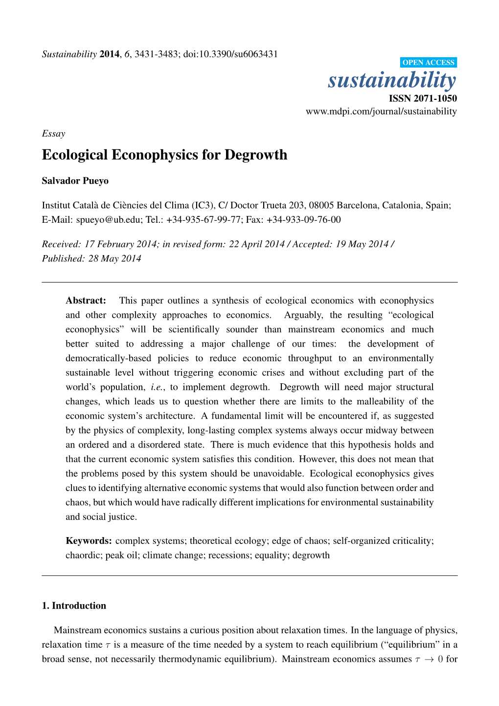 Ecological Econophysics for Degrowth