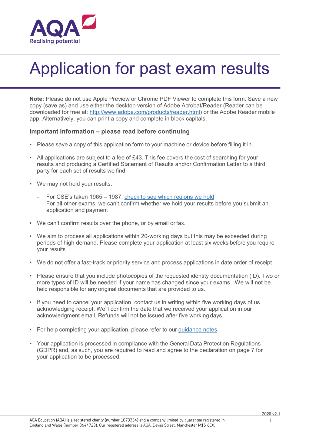 AQA Past Exam Results Application