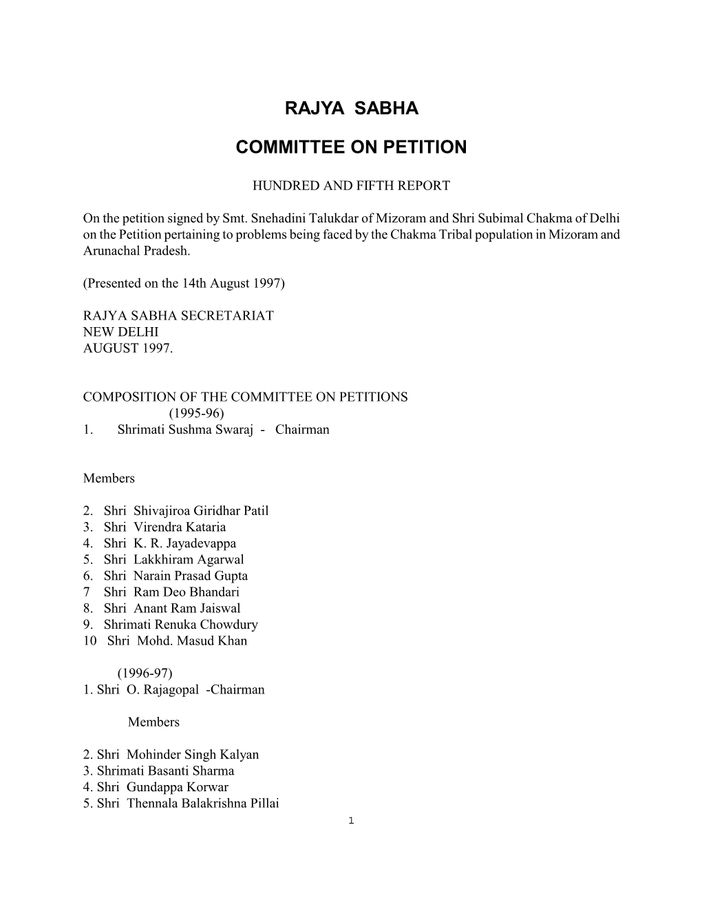 Rajya Sabha Committee on Petition